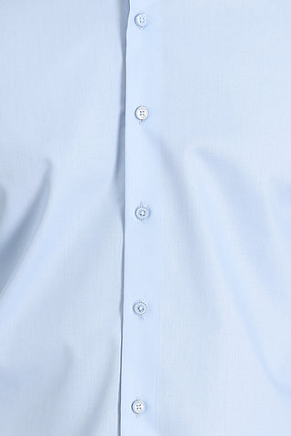  Uçuk Mavi Uzun Kol Slim Fit Dar Kesim Non Iron Saten Klasik Pamuklu Gömlek