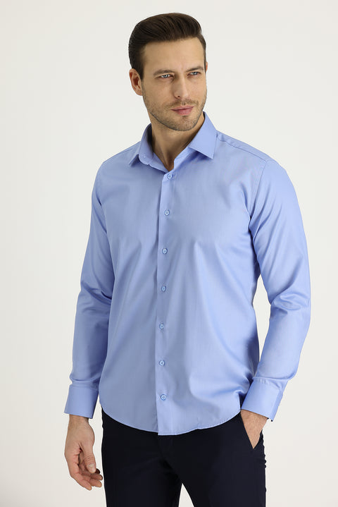 Light Blue Long Sleeve Slim Fit Narrow Cut Non-Iron Shirt
