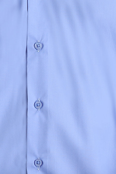 Aqua Blue Long Sleeve Slim Fit Classic Cotton Shirt