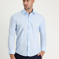 Uçuk Mavi Uzun Kol Slim Fit Dar Kesim Klasik Gömlek