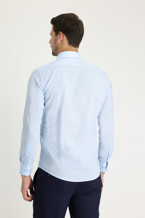 Uçuk Mavi Uzun Kol Slim Fit Dar Kesim Klasik Gömlek