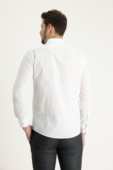 White Long Sleeve Slim Fit Classic Cotton Shirt