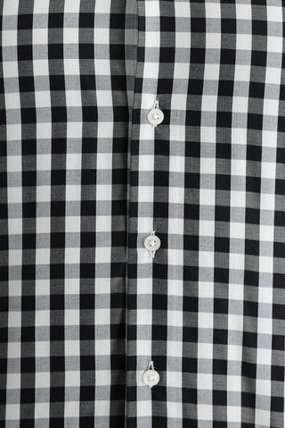  Siyah Uzun Kol Slim Fit Dar Kesim Kareli Pamuklu Gömlek