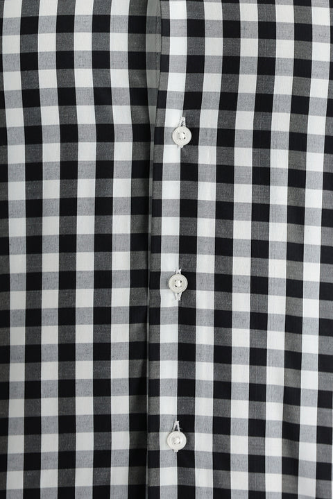 Black Long Sleeve Slim Fit Narrow Cut Plaid Cotton Shirt
