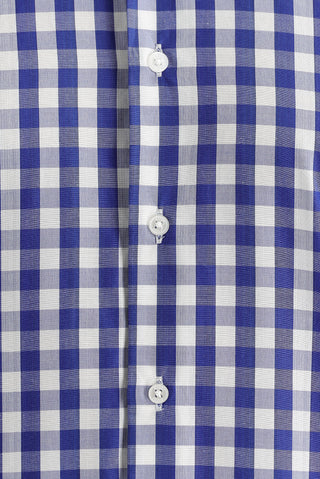  Orta Lacivert Uzun Kol Slim Fit Dar Kesim Kareli Pamuklu Gömlek