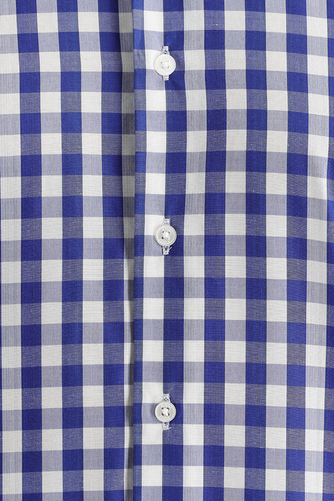Medium Navy Long Sleeve Slim Fit Plaid Shirt