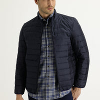 Medium Navy Slim Fit Quilted Sport Jacket