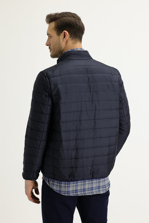Medium Navy Slim Fit Quilted Sport Jacket