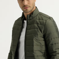 Medium Khaki Slim Fit Quilted Sport Jacket