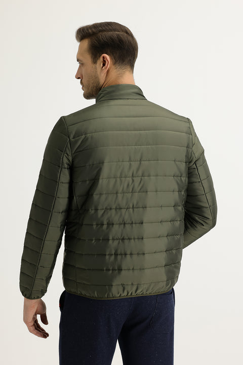 Medium Khaki Slim Fit Quilted Sport Jacket