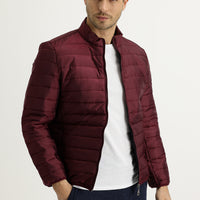 Wine Burgundy Slim Fit Quilted Sport Jacket