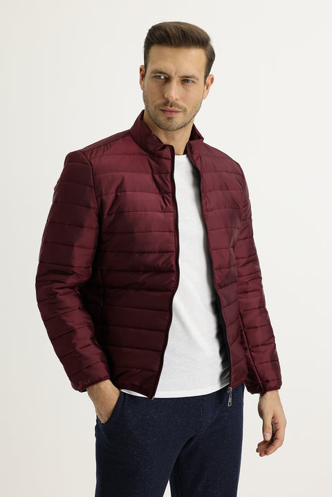 Wine Burgundy Slim Fit Quilted Sport Jacket