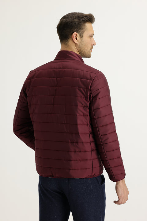 Wine Burgundy Slim Fit Quilted Sport Jacket