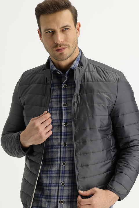 Medium Anthracite Slim Fit Quilted Sport Jacket