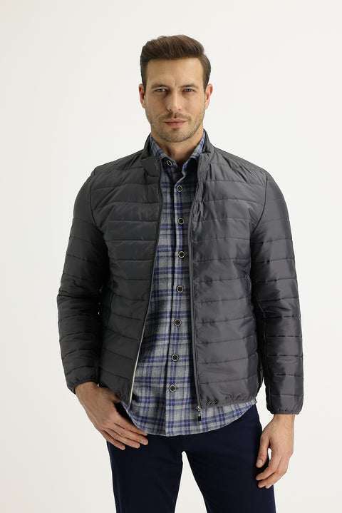 Medium Anthracite Slim Fit Quilted Sport Jacket