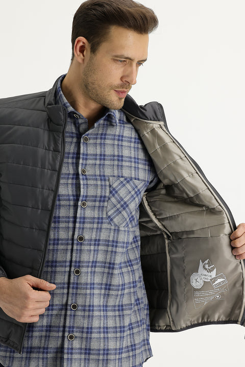 Medium Anthracite Slim Fit Quilted Sport Jacket