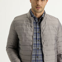 Medium Mink Slim Fit Narrow Cut Quilted Sport Jacket