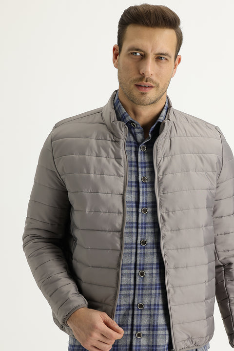 Medium Mink Slim Fit Narrow Cut Quilted Sport Jacket