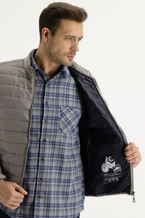 Medium Mink Slim Fit Narrow Cut Quilted Sport Jacket