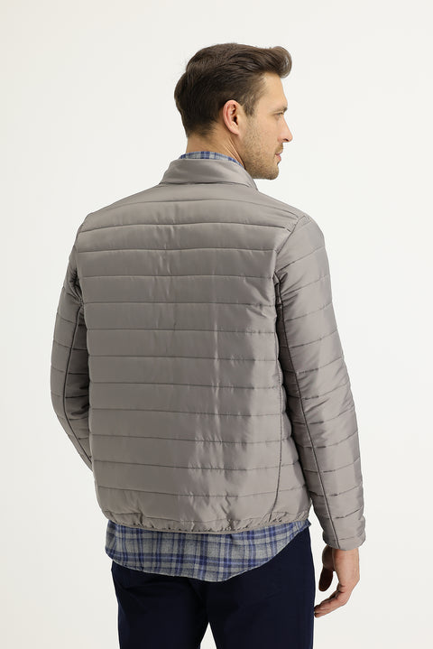 Medium Mink Slim Fit Narrow Cut Quilted Sport Jacket