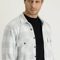 Light Grey Slim Fit Plaid Shacket Shirt/Jacket