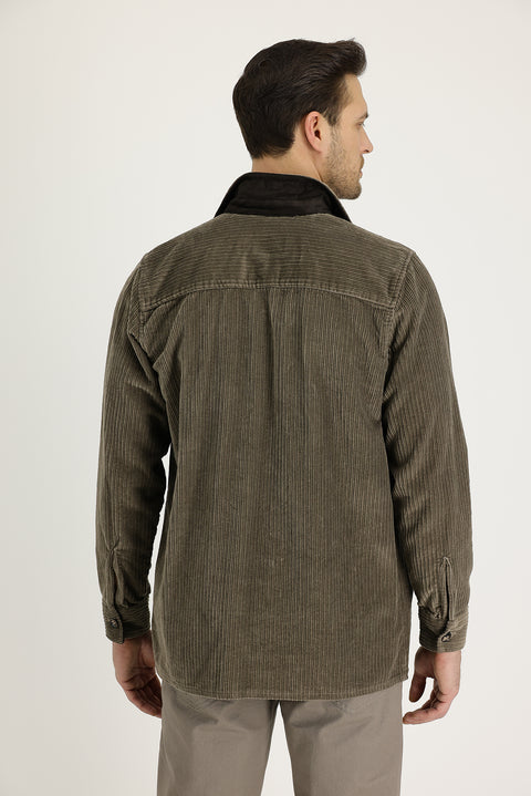 Medium Mink Slim Fit Narrow Cut Shacket Cotton Shirt / Cotton Jacket