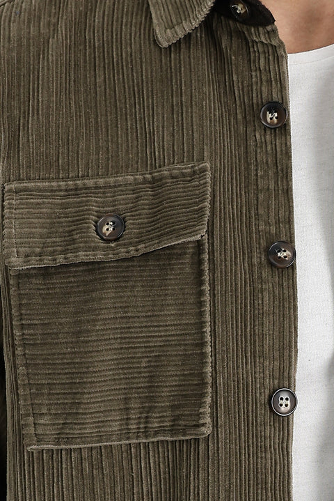 Medium Mink Slim Fit Narrow Cut Shacket Cotton Shirt / Cotton Jacket
