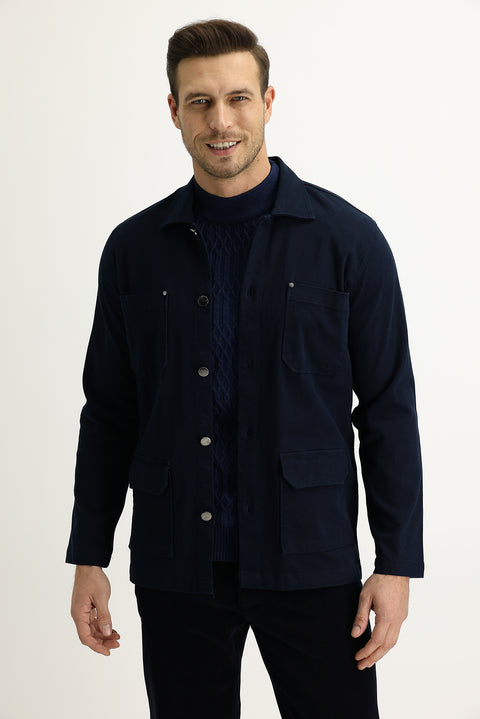 Dark Navy Slim Fit Shacket Shirt/Jacket
