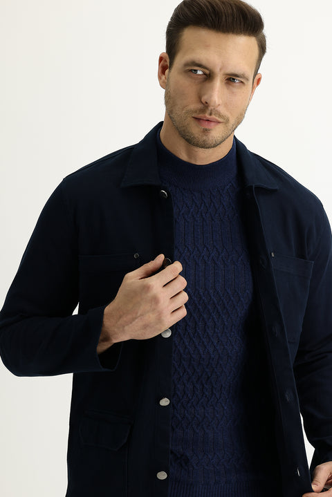 Dark Navy Slim Fit Shacket Shirt/Jacket