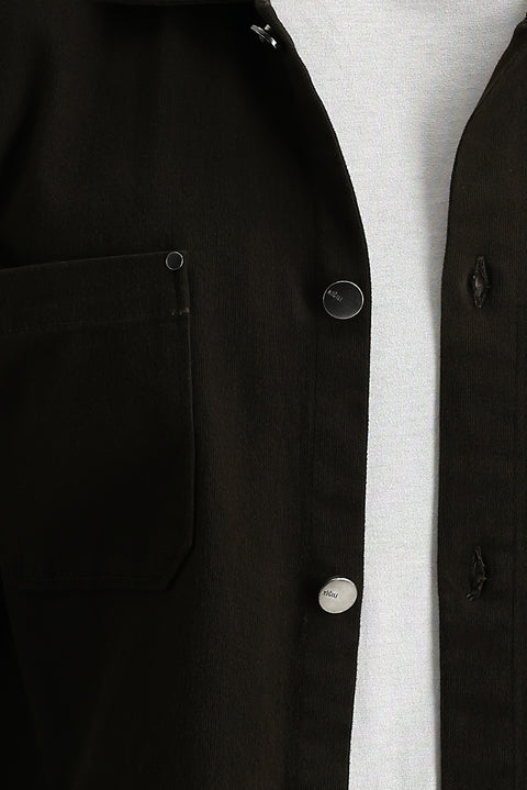 Koyu Kahve Slim Fit Dar Kesim Shacket Gömlek / Mont