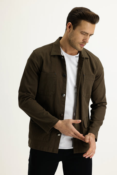 Medium Mink Slim Fit Narrow Cut Shacket Shirt / Jacket