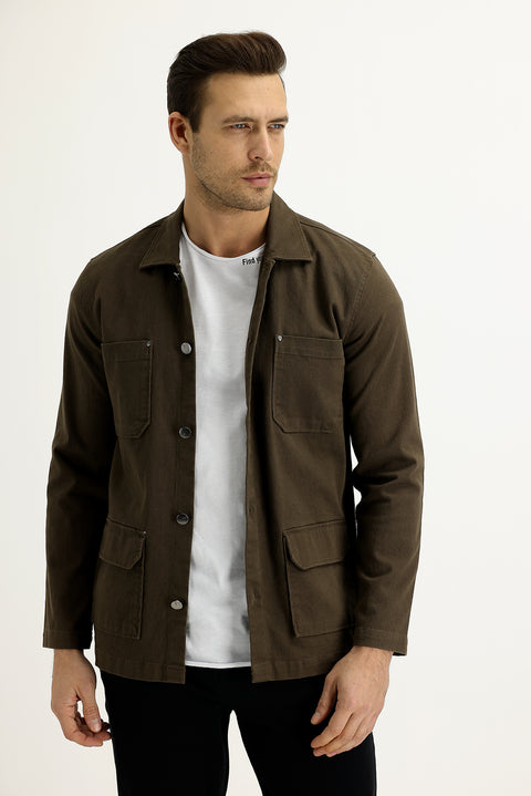 Medium Mink Slim Fit Narrow Cut Shacket Shirt / Jacket