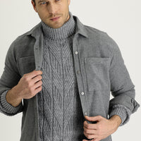 Medium Grey Slim Fit Shacket Shirt/Jacket