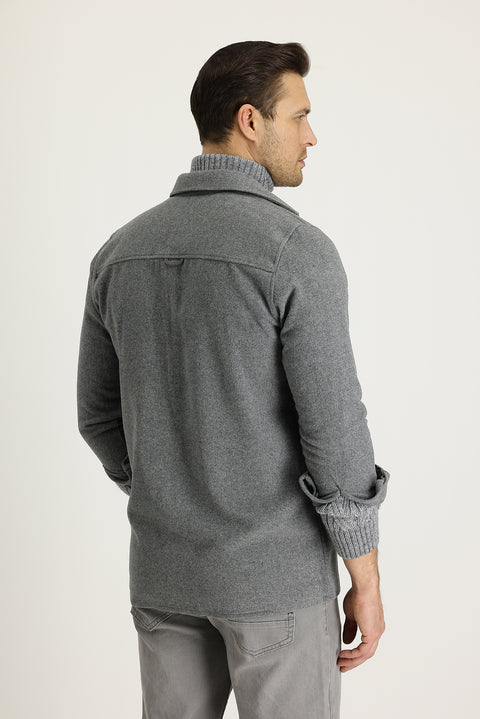 Medium Grey Slim Fit Shacket Shirt/Jacket