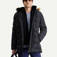 Medium Navy Hooded Puffy Sports Jacket