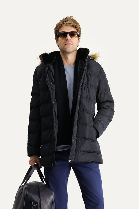 Medium Navy Hooded Puffy Sports Jacket