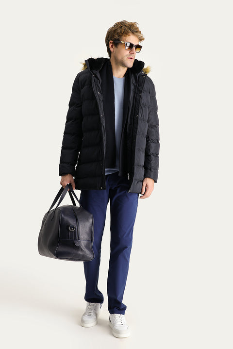 Medium Navy Hooded Puffy Sports Jacket