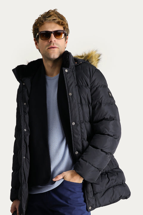 Medium Navy Hooded Puffy Sports Jacket