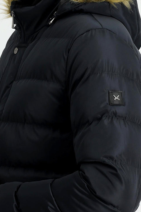 Medium Navy Hooded Puffy Sports Jacket