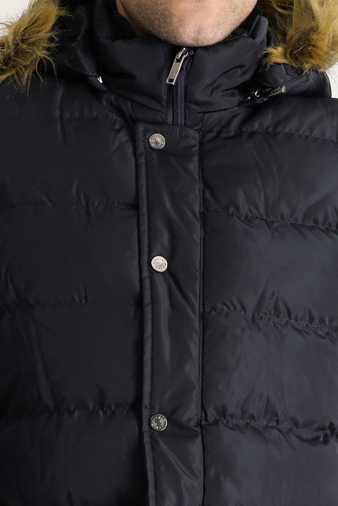 Medium Navy Hooded Puffy Sports Jacket