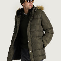 Medium Khaki Hooded Puffy Sports Jacket