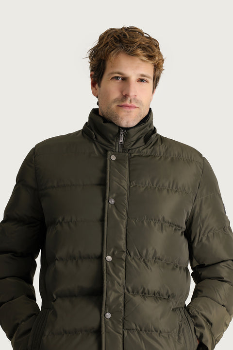 Medium Khaki Hooded Puffy Sports Jacket