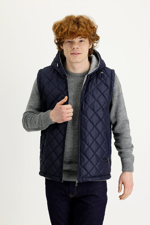 Medium Navy Slim Fit Narrow Cut Vest Coat