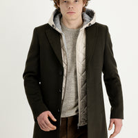 Asker Haki Slim Fit Dar Kesim Yelekli Kaban