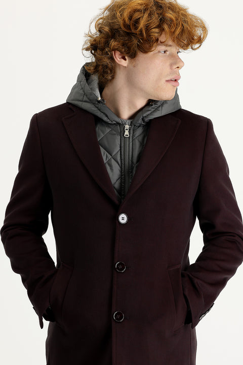 Dark Burgundy Slim Fit Narrow Cut Vest Coat
