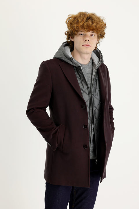Dark Burgundy Slim Fit Narrow Cut Vest Coat