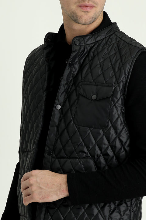 Siyah Slim Fit Dar Kesim Spor Yelek