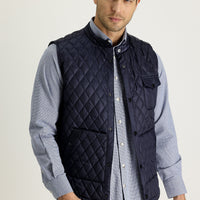 Dark Navy Slim Fit Quilted Vest
