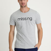 Light Gray Melange Crew Neck Printed Slim Fit Cotton T-Shirt