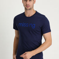 Dark Navy Crew Neck Printed Slim Fit Cotton T-Shirt
